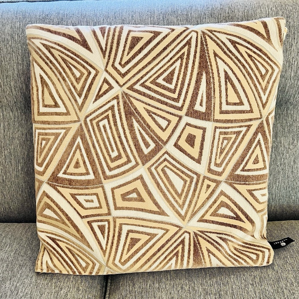 Newport Throw Accent Pillow Cover Tan -Sand Multicolor Made In USA Geometric 18"